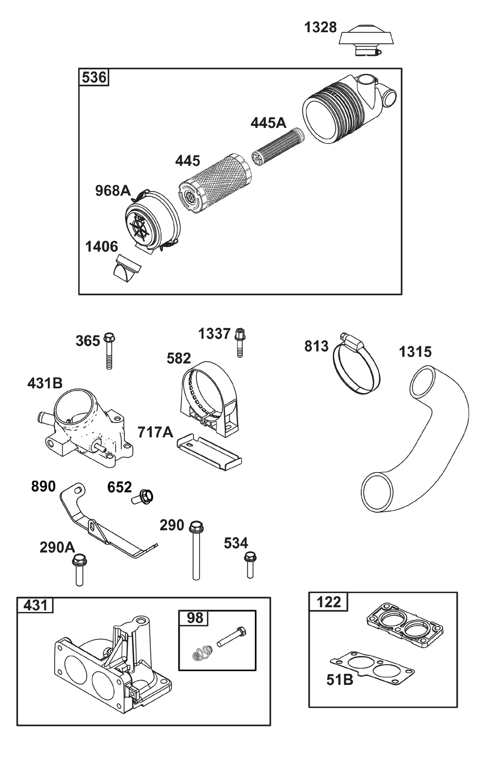 Air Cleaner Group Diagram and Parts List for 611477-1247-J1  Briggs and Stratton Engine